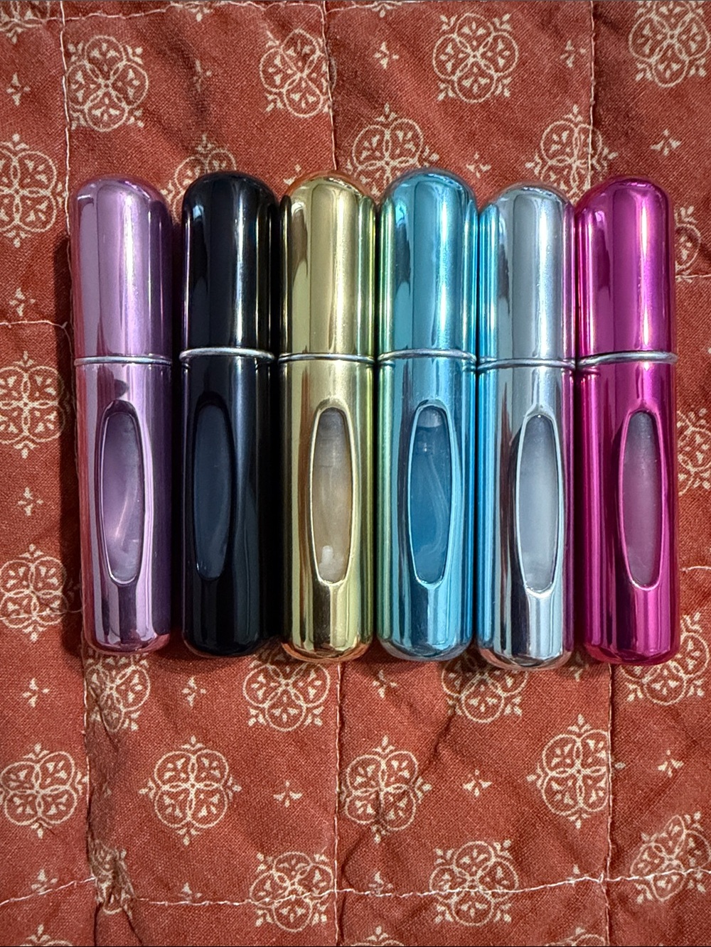 Compact Refillable Perfume Atomizer Set - Metallic Colors